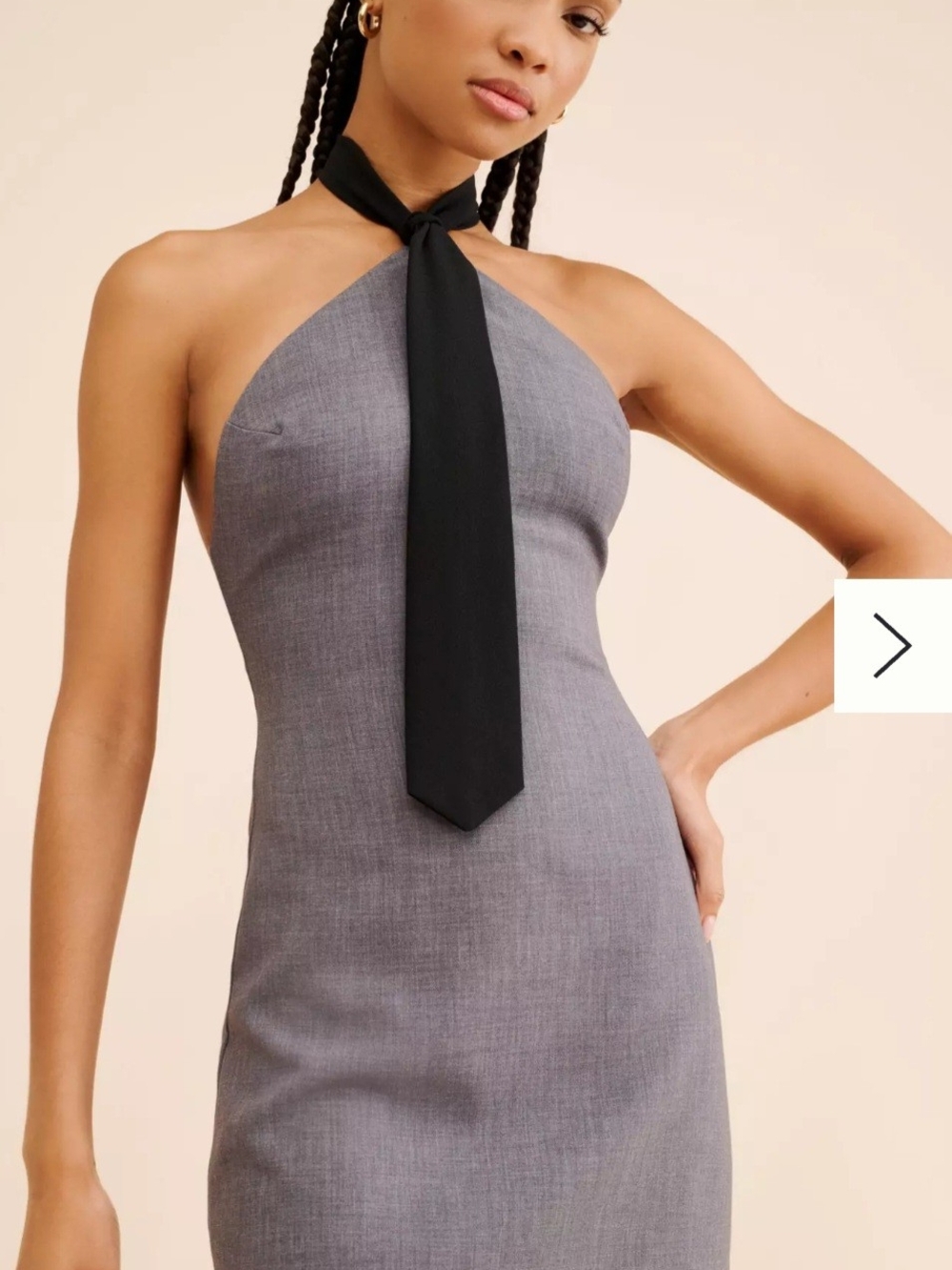 Anthropologie If By Sea Grey Halter Tie Mini Dress Sz L (EUC) Office Siren